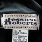 Jessica Roberts Turtleneck Top Womens Large Vintage 90s Gray Velvet Trim Cable - take2supply