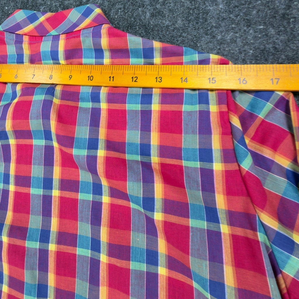 Sunny Shores Vintage 80s Bow Blouse Womens 18 Multi Plaid NWT Deadstock - take2supply