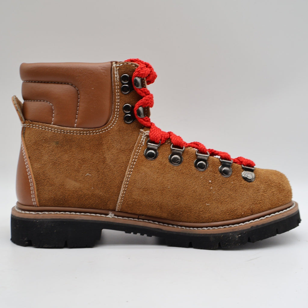 Avanguardia Hiking Boots Size 6 Vintage Sand Suede Leather Red Laces Deadstock - take2supply