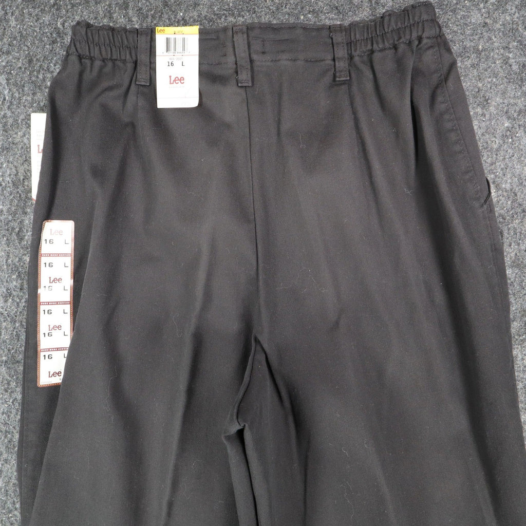 Lee Tapered Leg Pants Womens 16 L Black Smart Fabric Side Elastic Pleated C863 - take2supply
