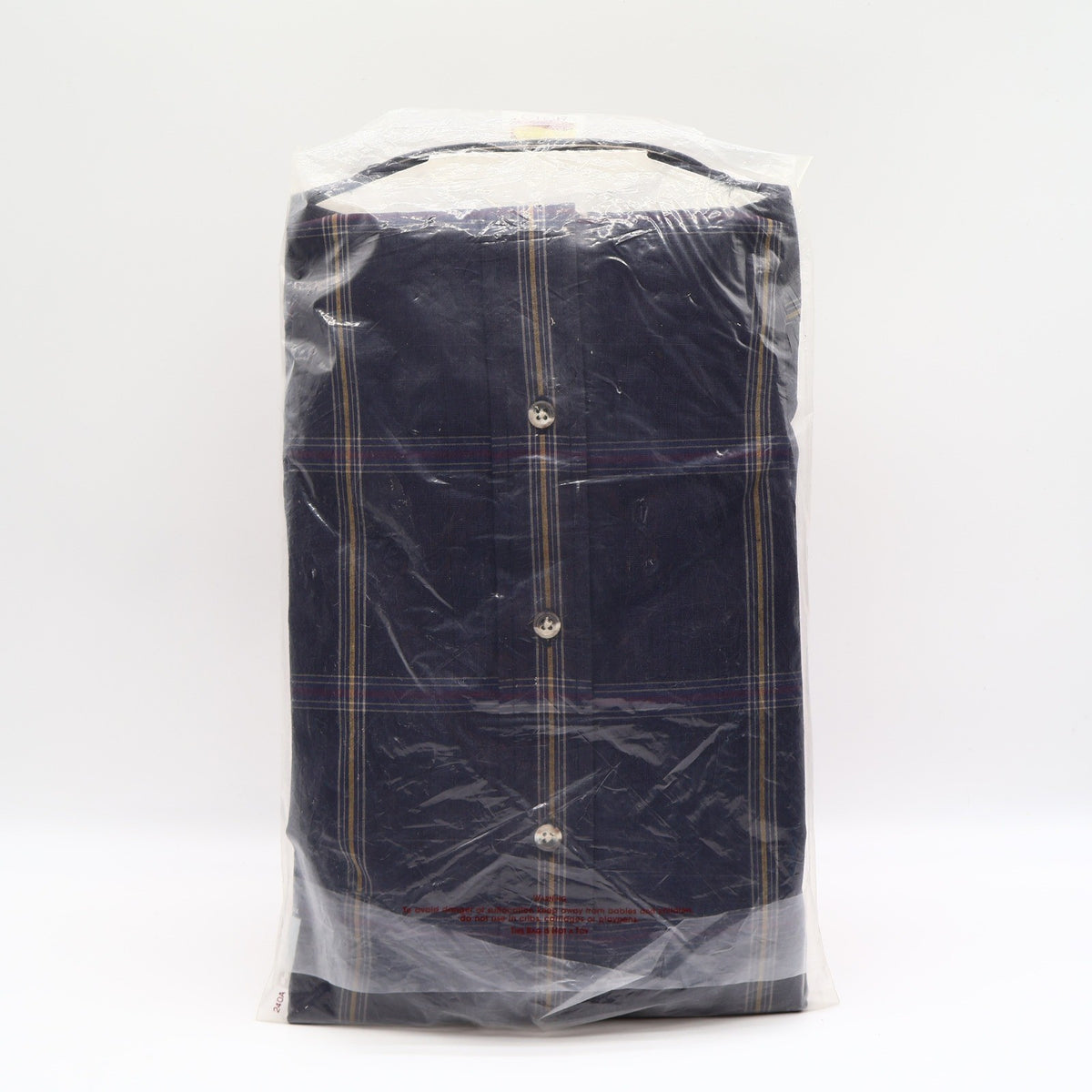 Career Club Shirt Mens XL Navy Gold Burgundy Windowpane Plaid New Packaged - take2supply