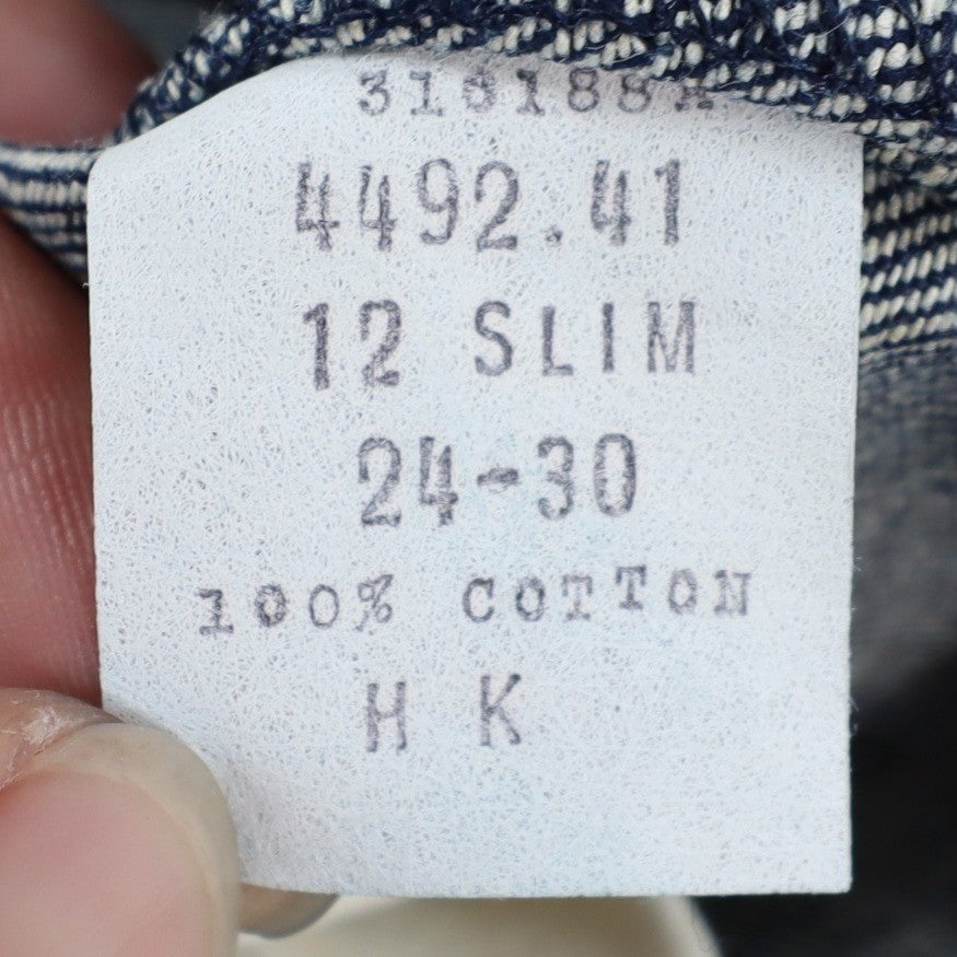 Key Jeans Denim Jeans Boys 12 Slim 24x30 Vintage 70s Dark Wash Rainbow Stitching - take2supply