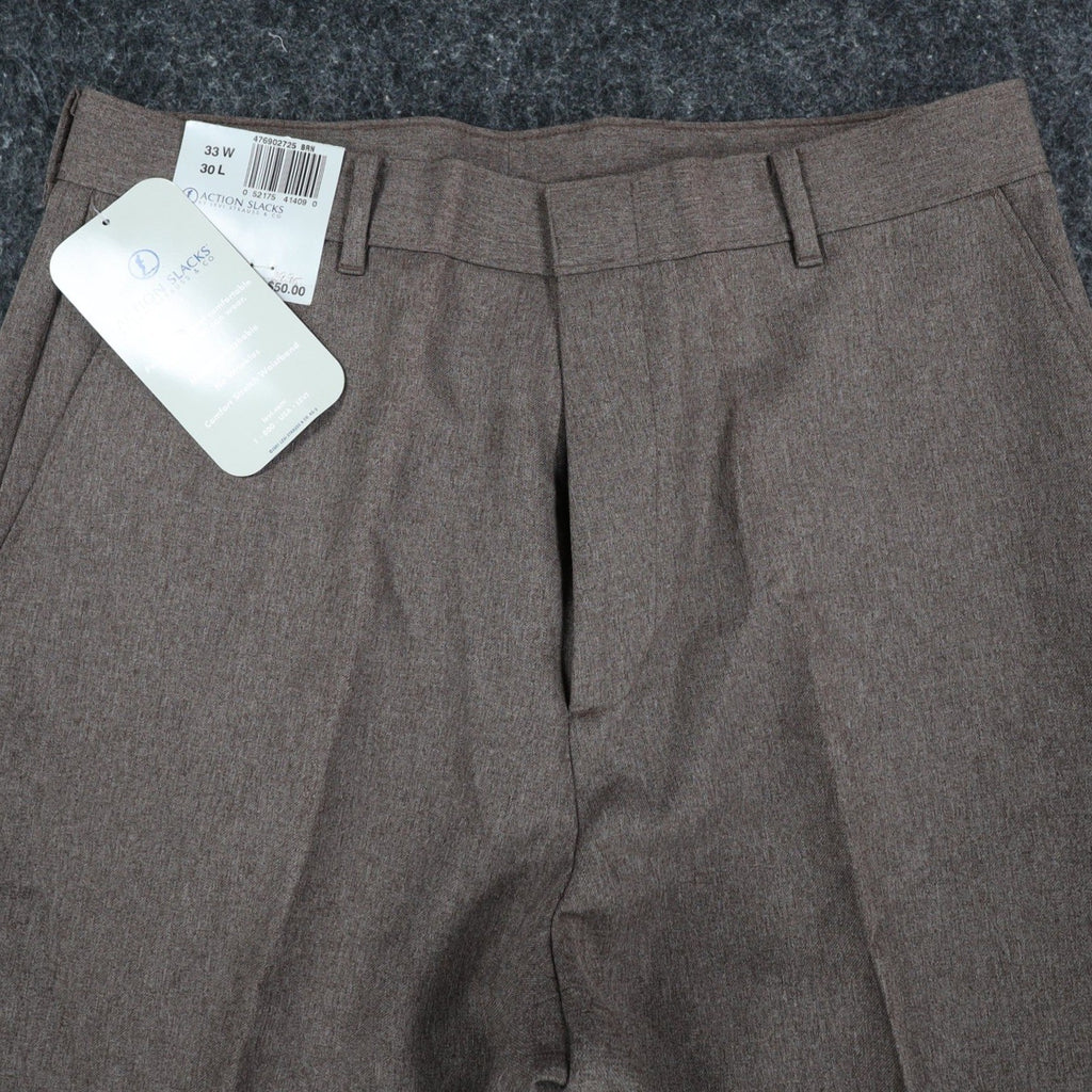 Levi Strauss Action Slacks Mens 33x30 Vintage Brown Stretch Waist Dress Pants - take2supply