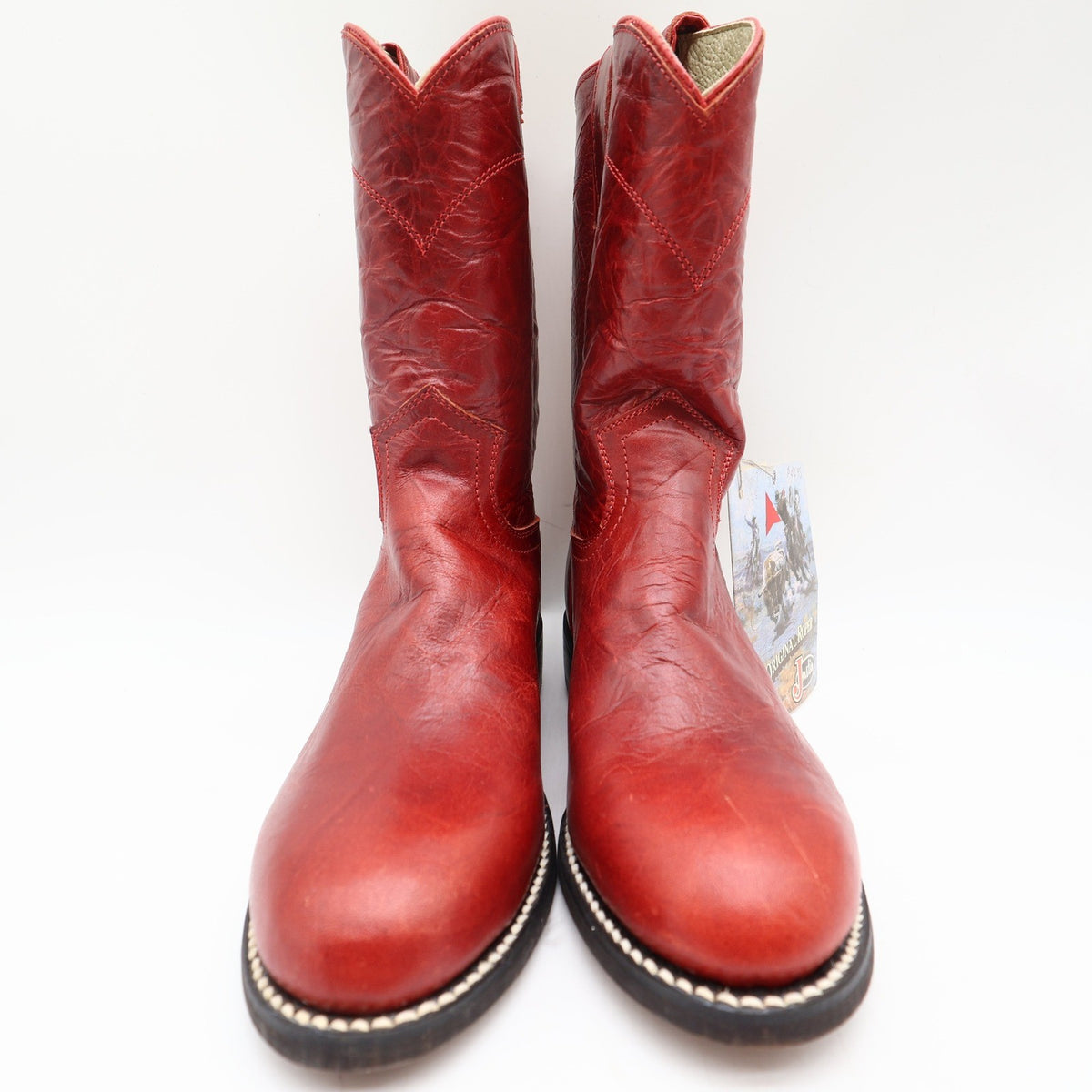 Justin Original Roper Boots Kids 2 Red Leather Deadstock NWT 3791Y - take2supply