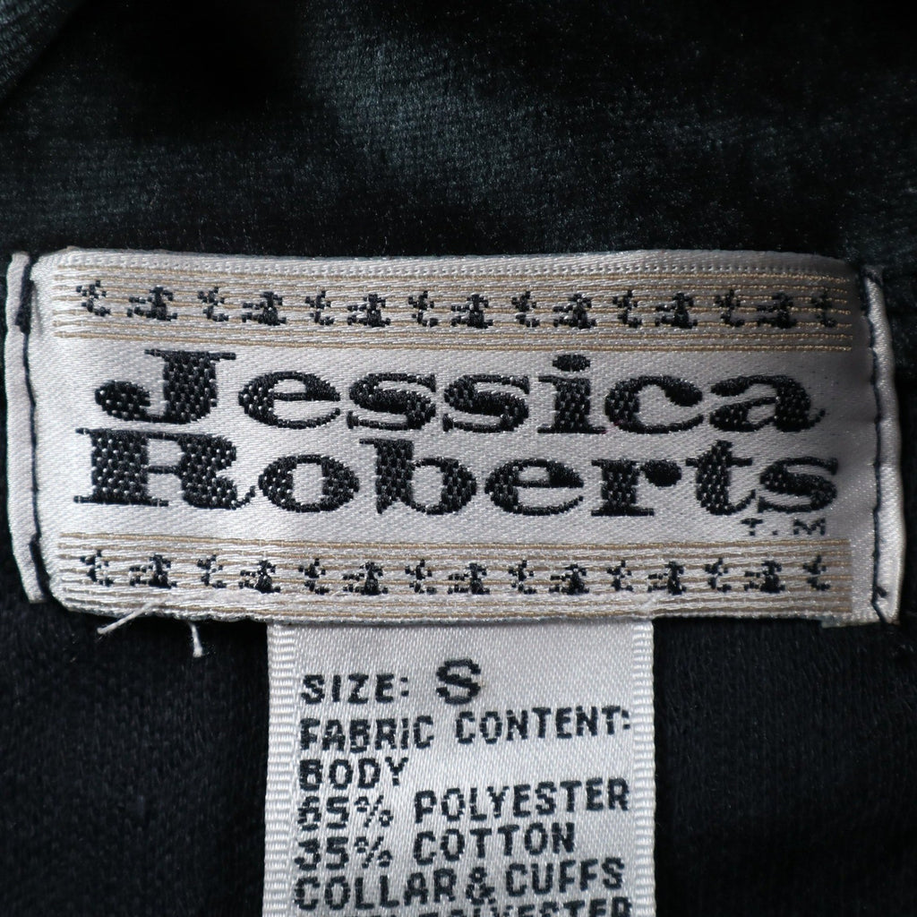 Jessica Roberts Turtleneck Top Womens Small Vintage Black Velvet Trim Cable Knit - take2supply