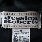 Jessica Roberts Turtleneck Top Womens Small Vintage Black Velvet Trim Cable Knit - take2supply