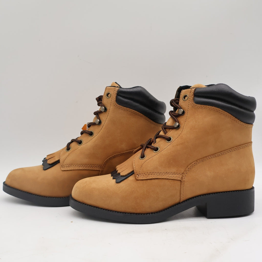 Laredo 551 Western Kiltie Boots Womens 8M Tan Leather Lace Up Deadstock 2006 - take2supply