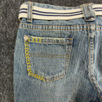 US Polo Assn Y2K Butterfly Jeans Girls 12 Blue Denim Flare Belted USPA NWT - take2supply