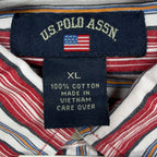 US Polo Assn Striped Button Down Shirt Mens XL Red White Cotton NWT - take2supply