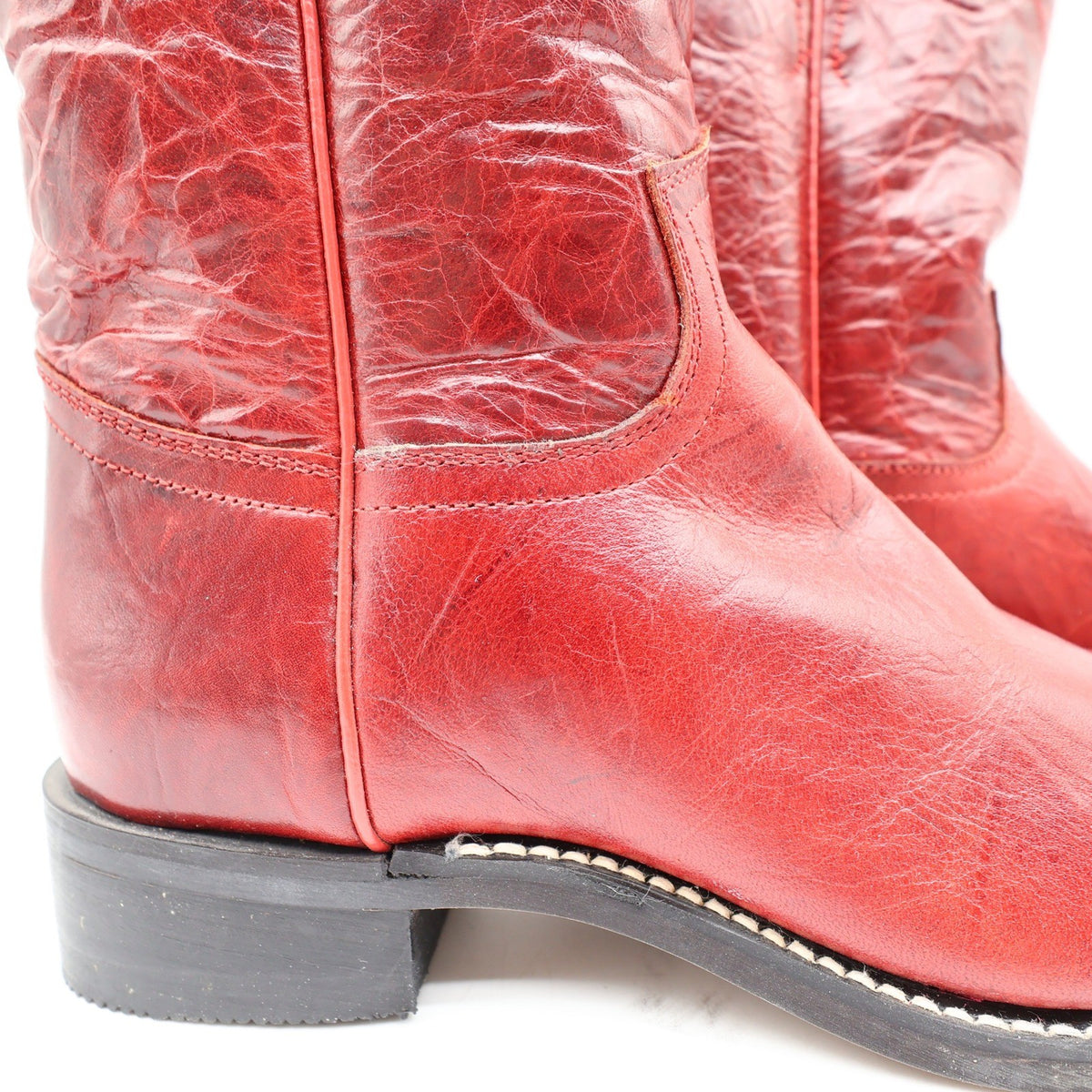 Justin Original Roper Boots Kids 2 Red Leather Deadstock NWT 3791Y - take2supply