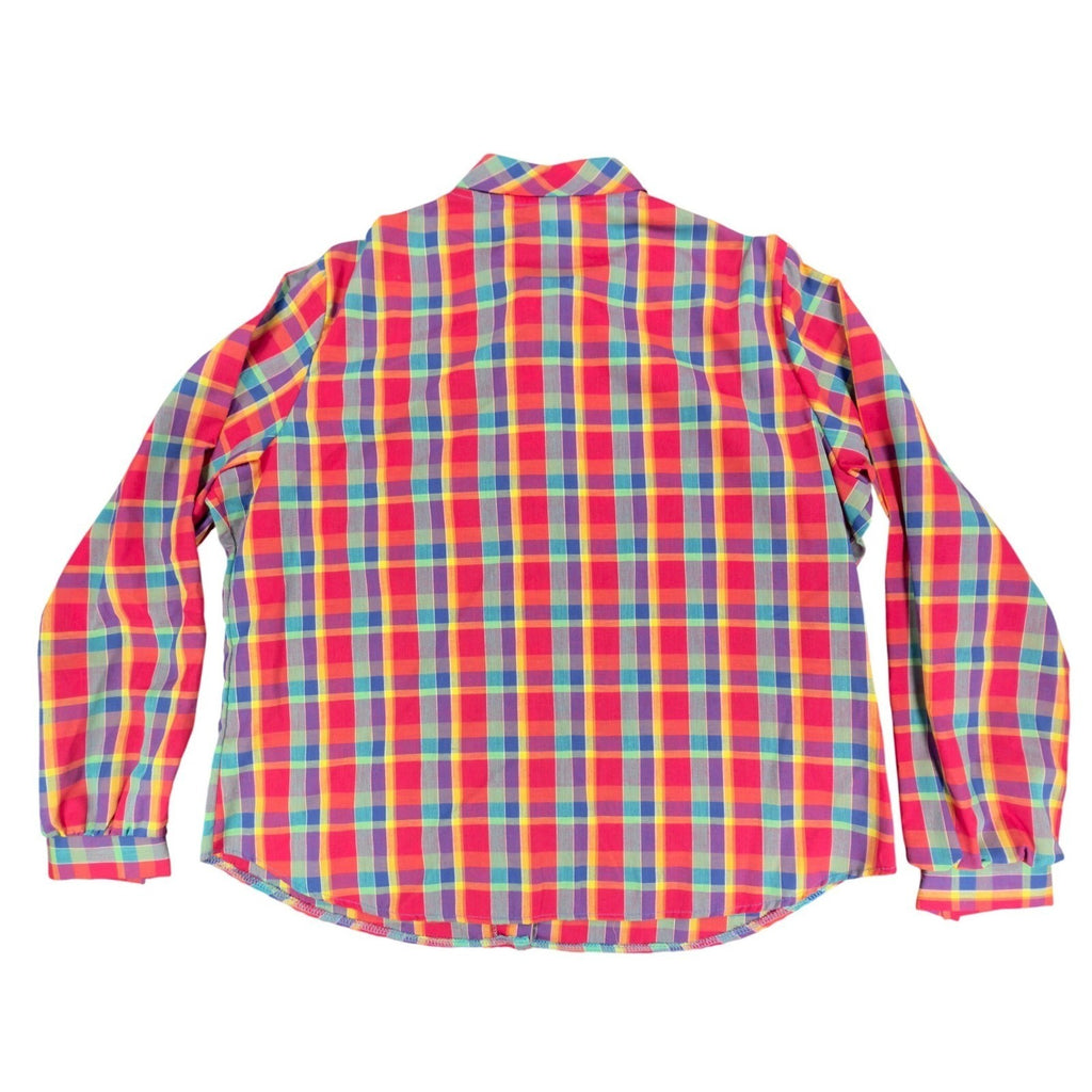 Sunny Shores Vintage 80s Bow Blouse Womens 18 Multi Plaid NWT Deadstock - take2supply