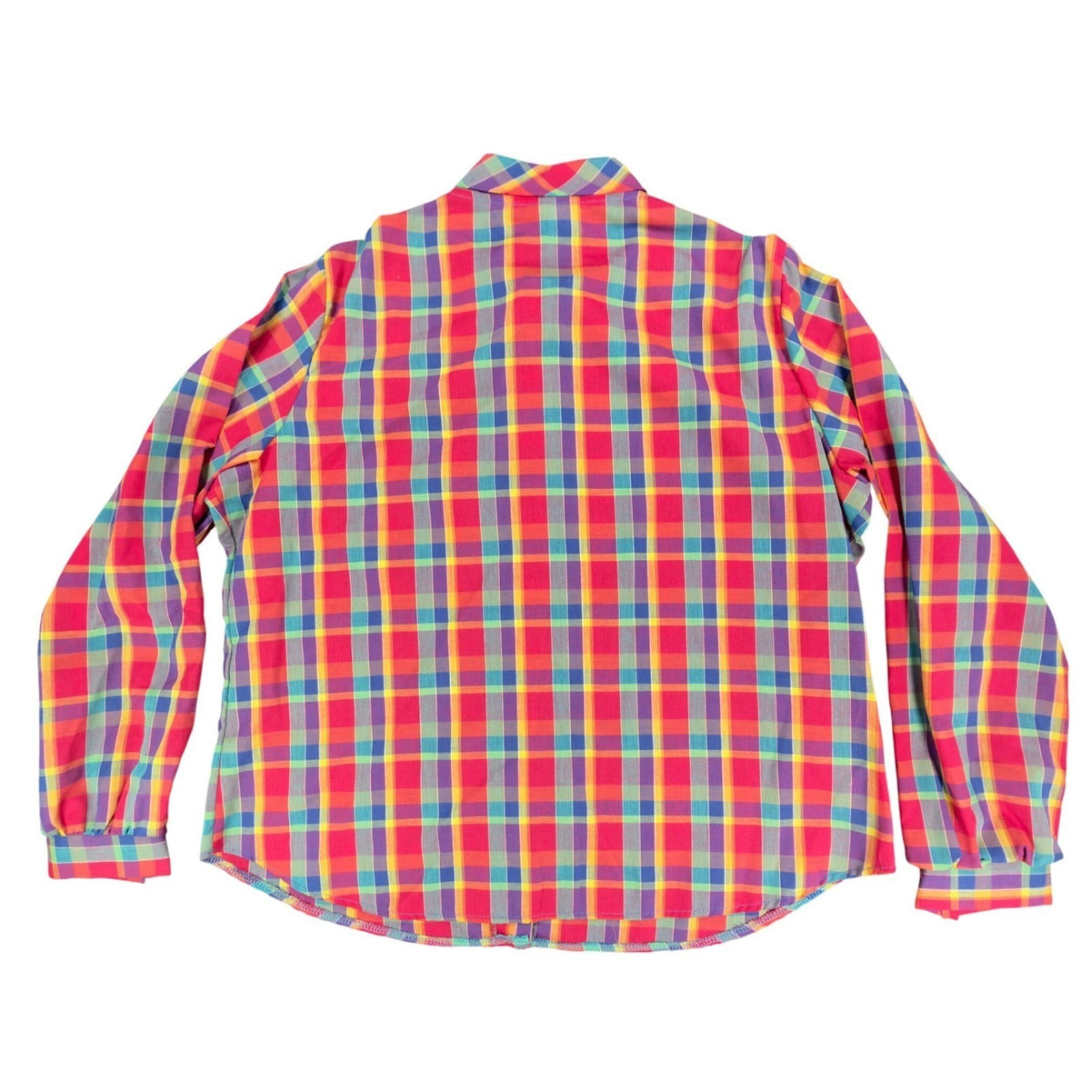 Sunny Shores Vintage 80s Bow Blouse Womens 18 Multi Plaid NWT Deadstock - take2supply