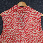 Piano Ruffle Blouse Womens XL Red Pleated Crinkle Sleeveless Sheer Top 07960 - take2supply