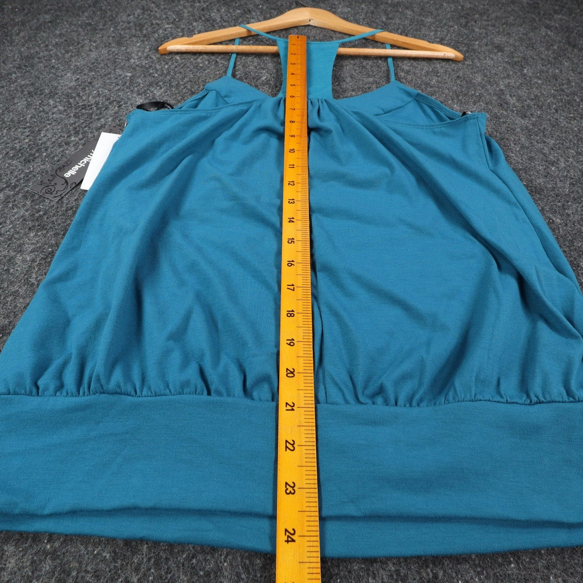 Mymichelle Tank Top Large Teal Blue Beaded Neckline Racerback Banded Hem NWT - take2supply
