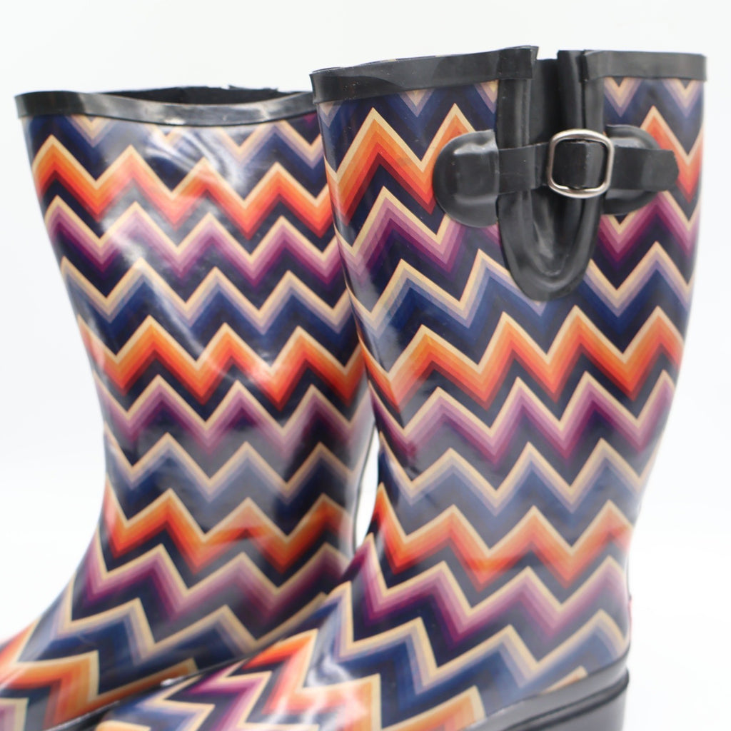 Blazin Roxx Chandra Rain Boots Womens 9 NWT Chevron Multicolor Rubber Waterproof - take2supply