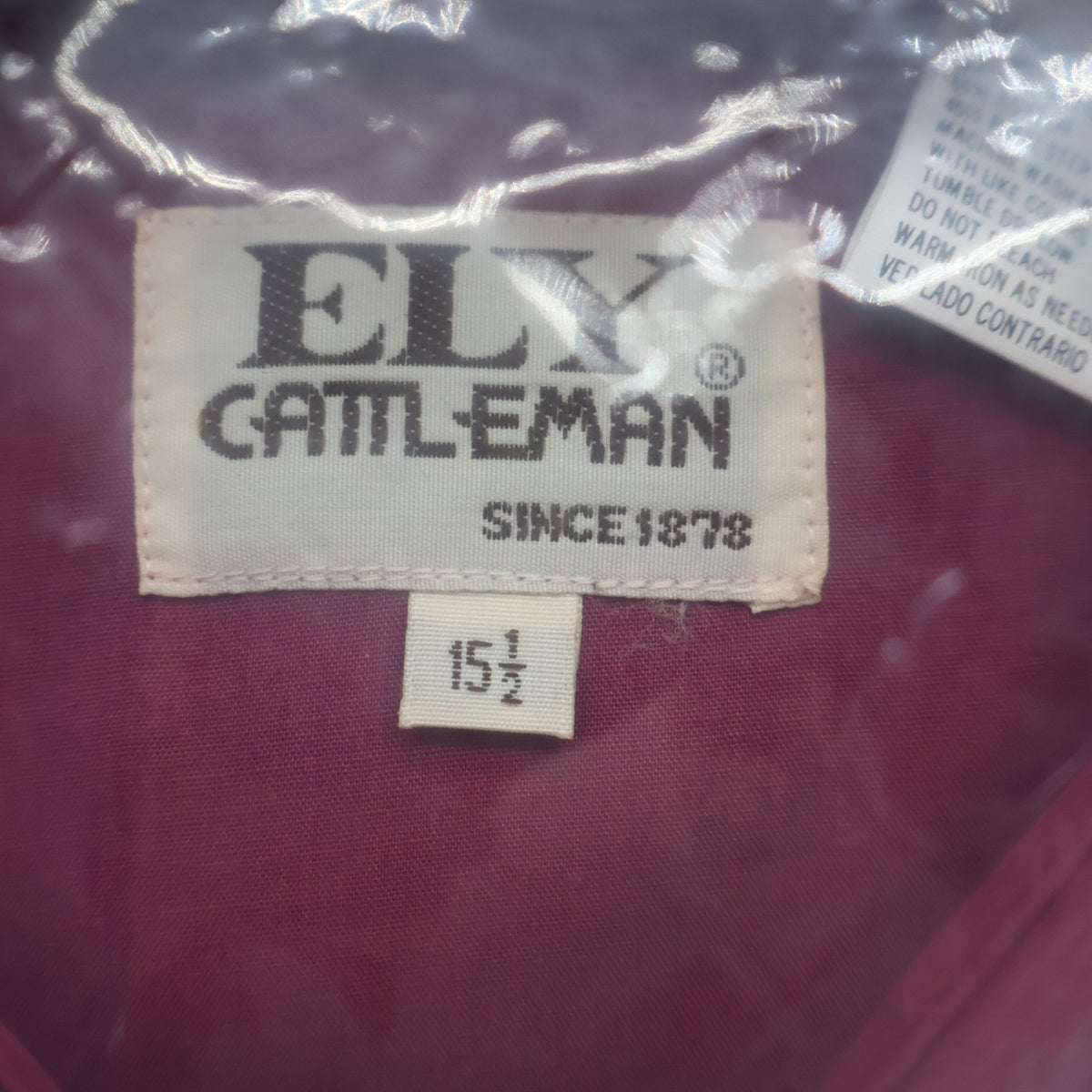 Ely Cattleman Western Shirt Mens 15.5 Vintage Burgundy Pearl Snap Half Sleeve - take2supply