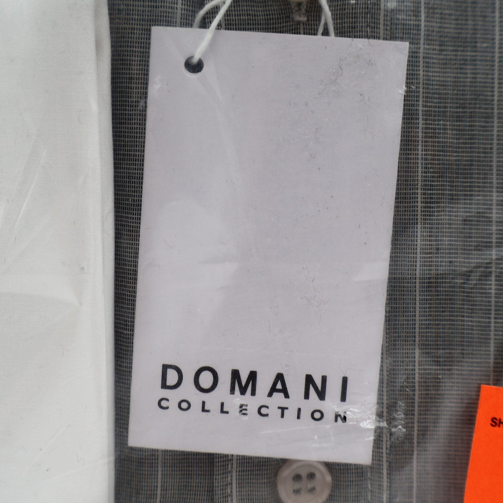Domani Collection Dress Shirt 17.5 34/35 Gray White Collar French Cuffs New - take2supply