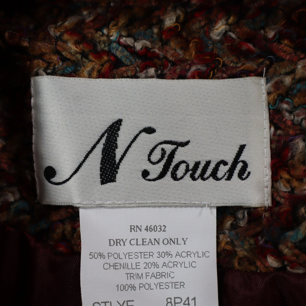 N Touch Womens Size 10 2pc Skirt Suit Set Berry Chenille Jacket & Midi Skirt NEW - take2supply