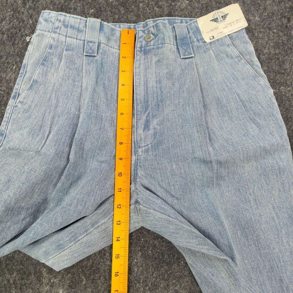 Dockers Vintage 90s Pleated Denim Pants Mens 30x32 Light Wash NWT Made in USA - take2supply