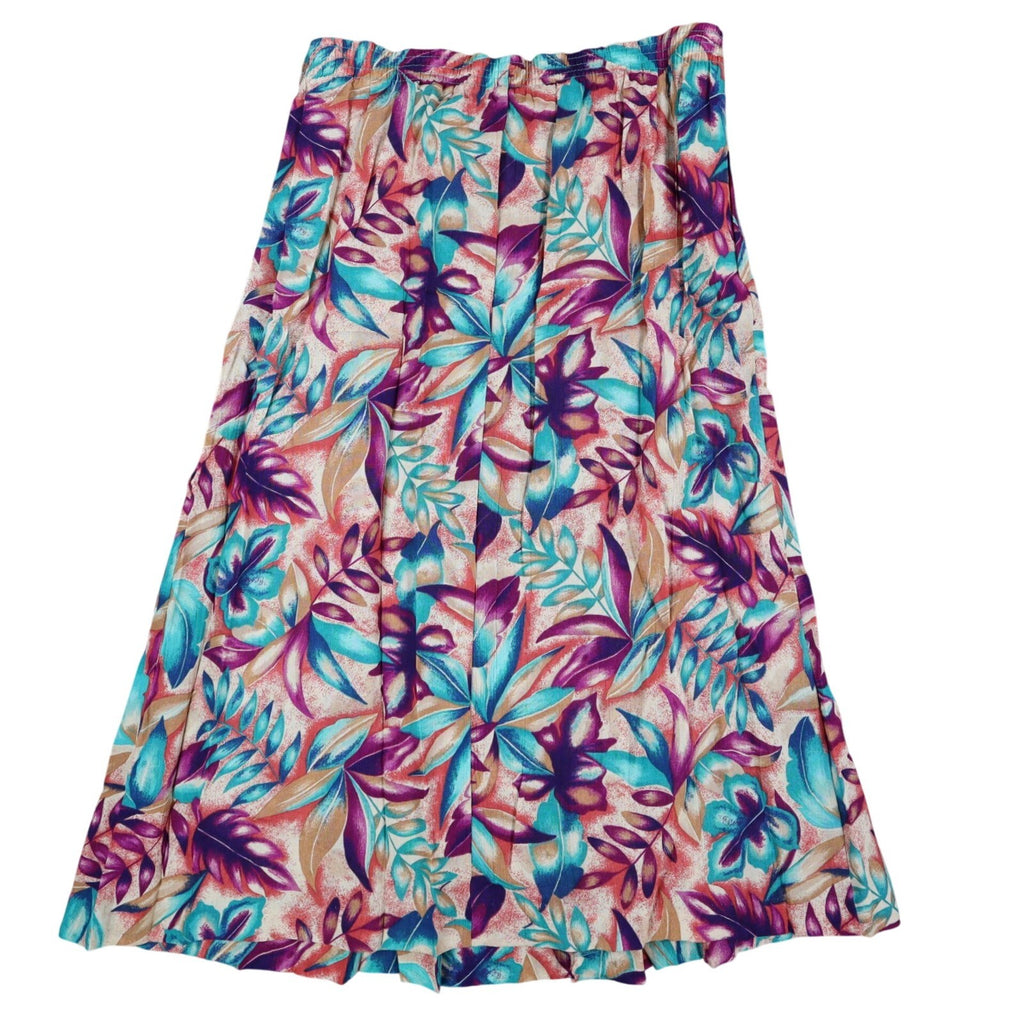 Xtrovert by Donnkenny Skirt Womens 8 Vintage 90s Rayon Tropical Floral Midi USA - take2supply