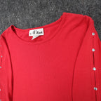 N Touch Top Womens Small Red Cotton Blend Rhinestone Split Sleeve Macintosh - take2supply