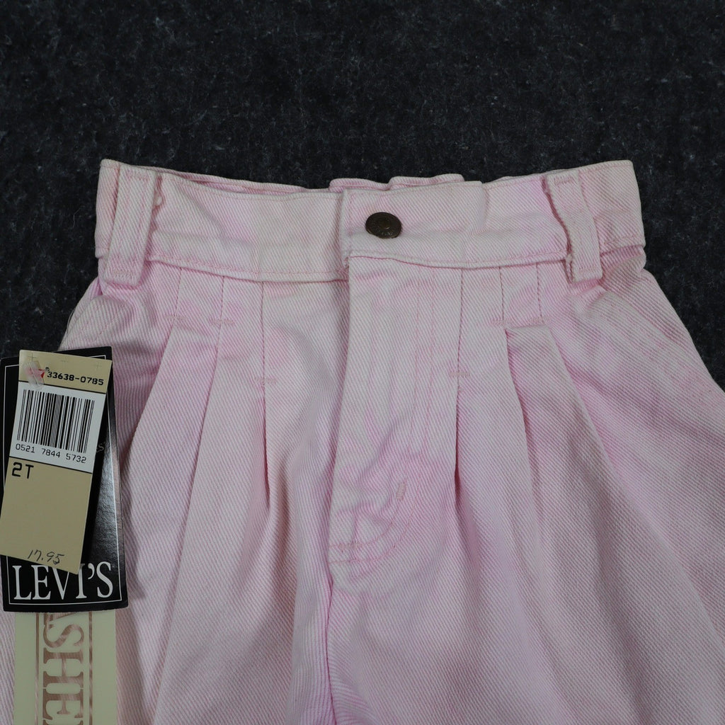 Levi's Denim Shorts Toddler 2T Vintage 90s Pink Cotton Pleated 900 Series USA - take2supply