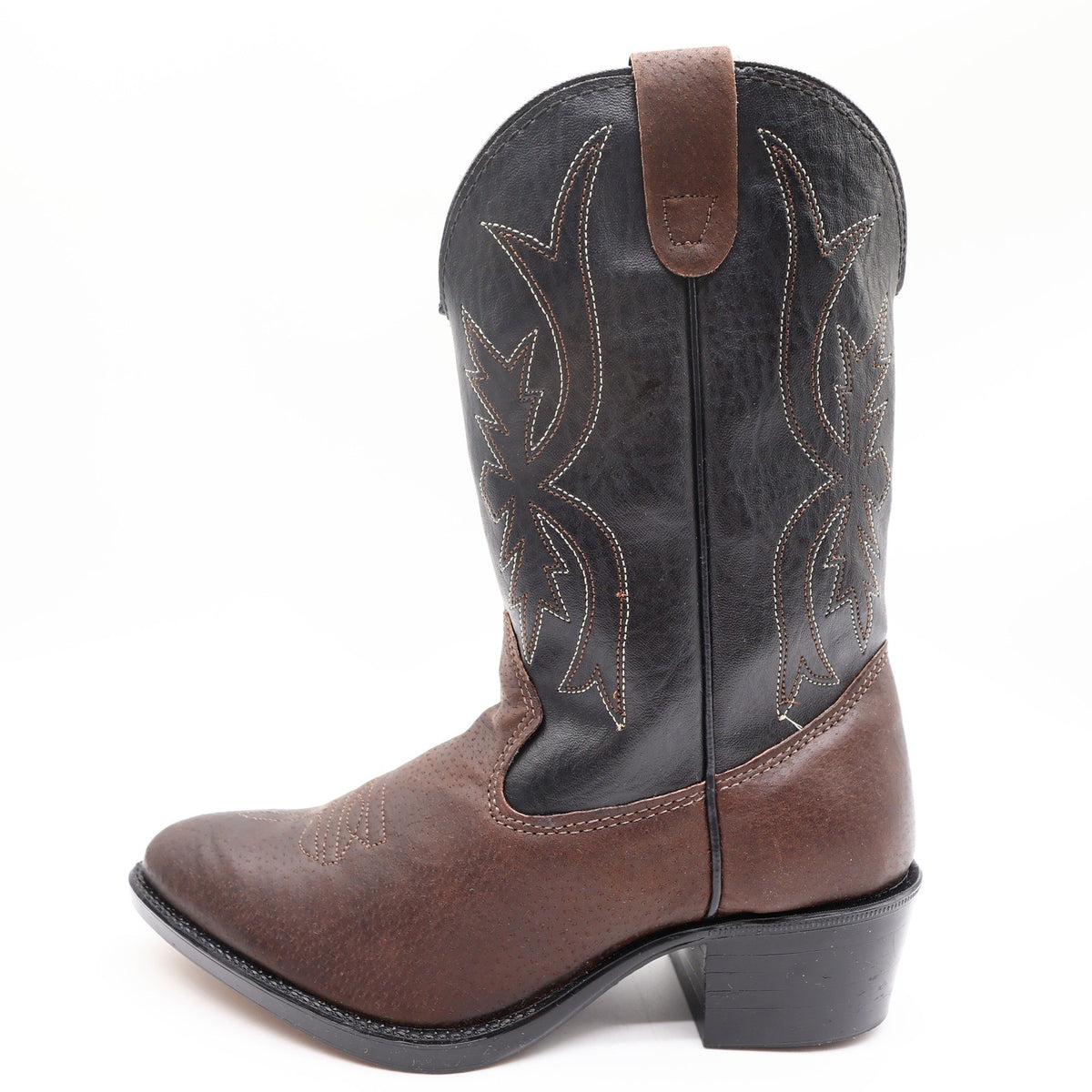 Wrangler Vintage Western Cowboy Boots Childrens 1.5 Brown Black Leather NWT - take2supply