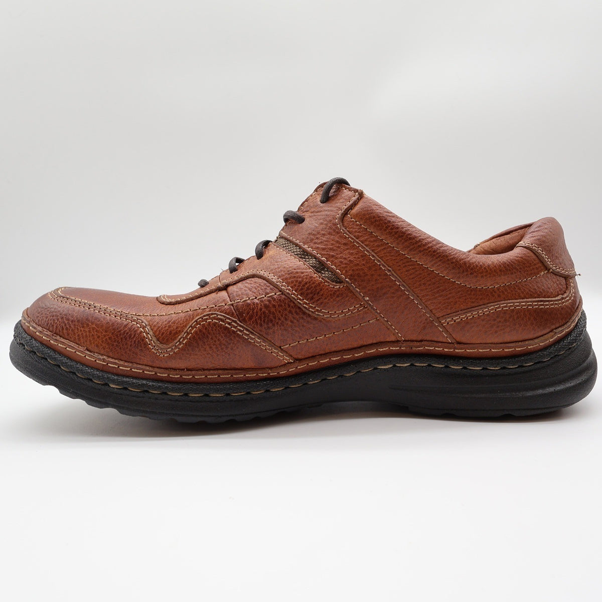 Hush Puppies Pathway Mens 10.5 Tan Grained Leather Bounce Comfort Oxford Shoes - take2supply