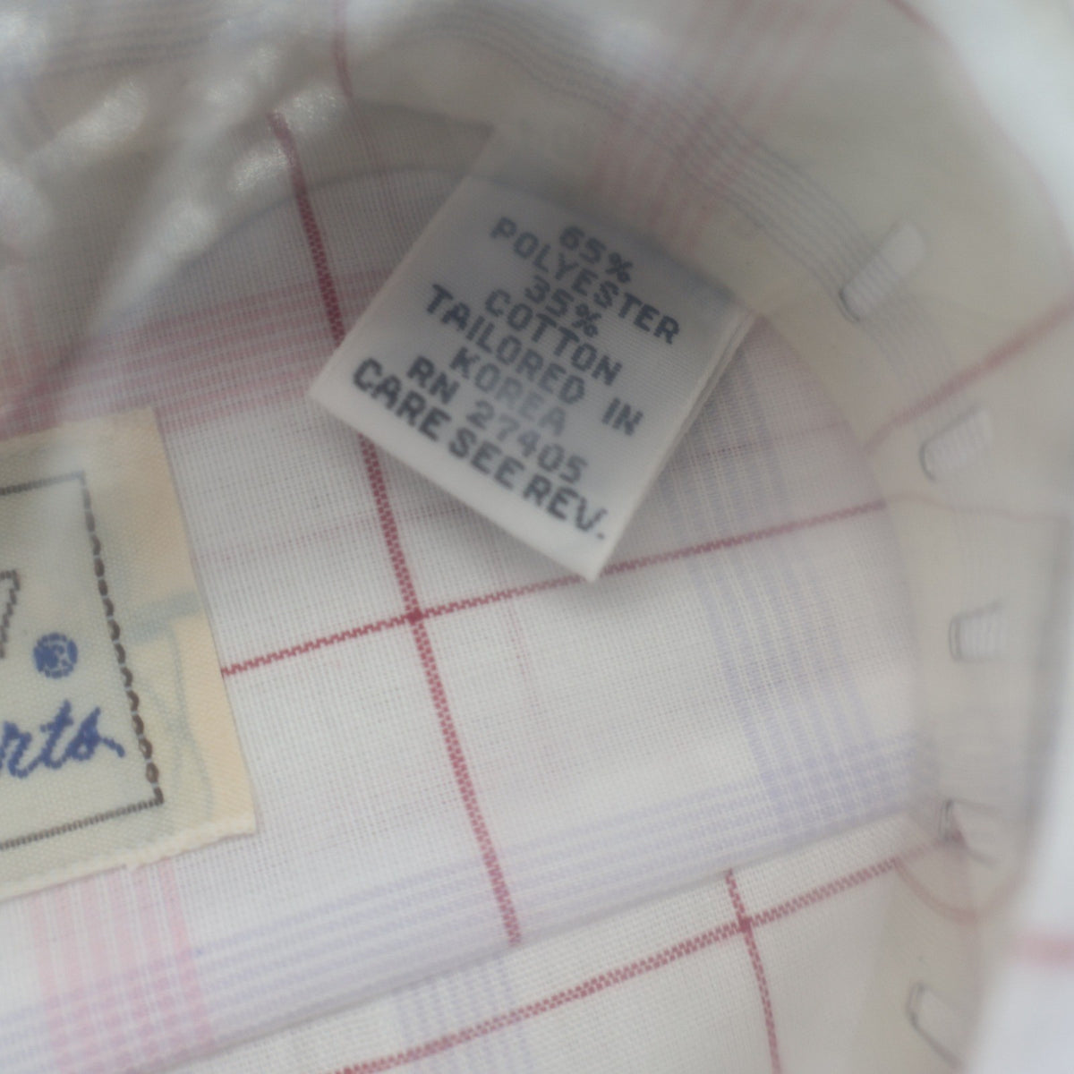 Mark VII Dress Shirt Mens 15.5 32/33 Vintage 70s White Red Blue Plaid Deadstock - take2supply