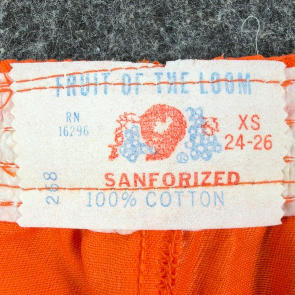 Fruit of the Loom Vintage 70s Gym Shorts Boys XS Orange Cotton NWT - take2supply