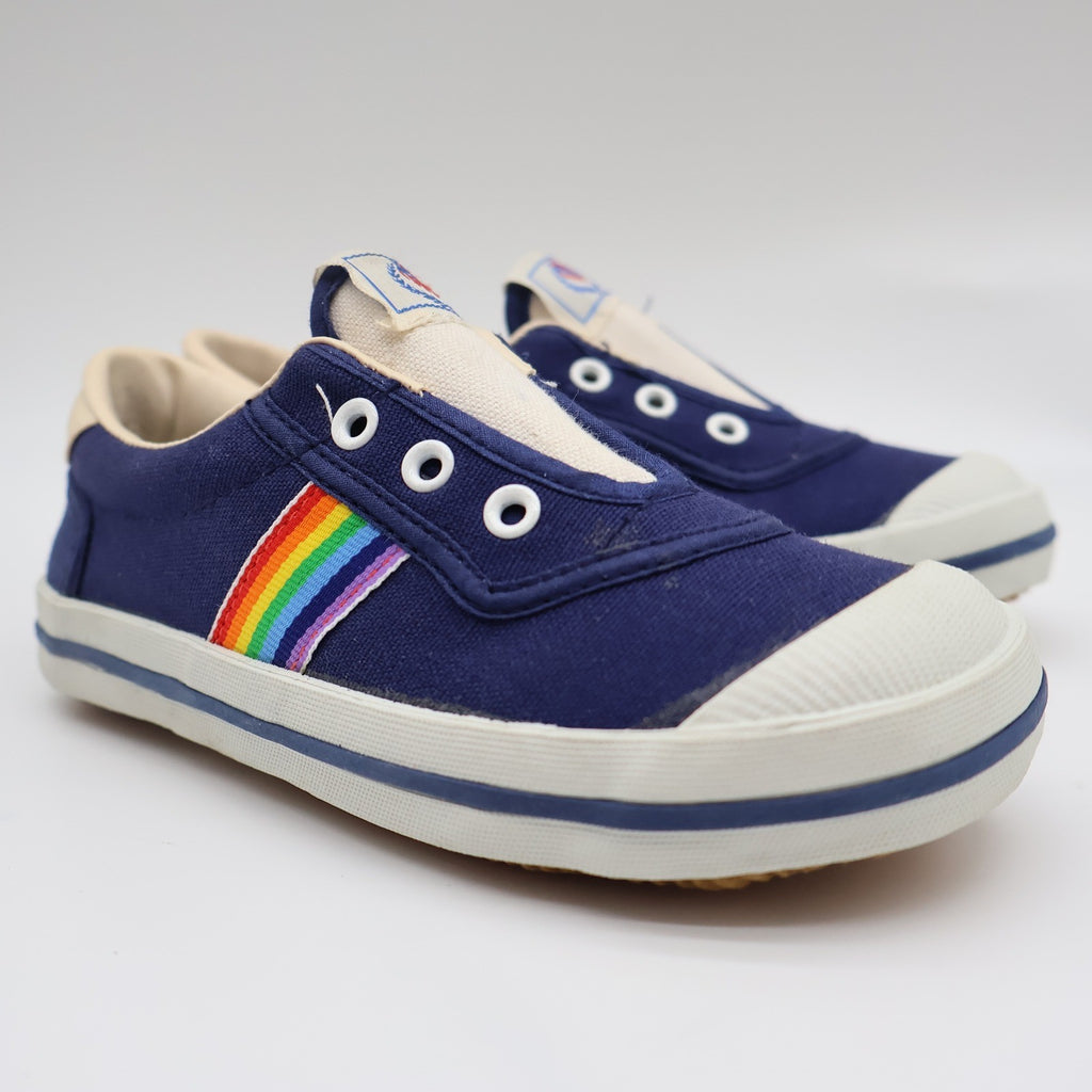 AAU Ruff Necks Scooter Shoes 10.5 Vintage Deadstock Navy Rainbow Canvas Sneakers - take2supply