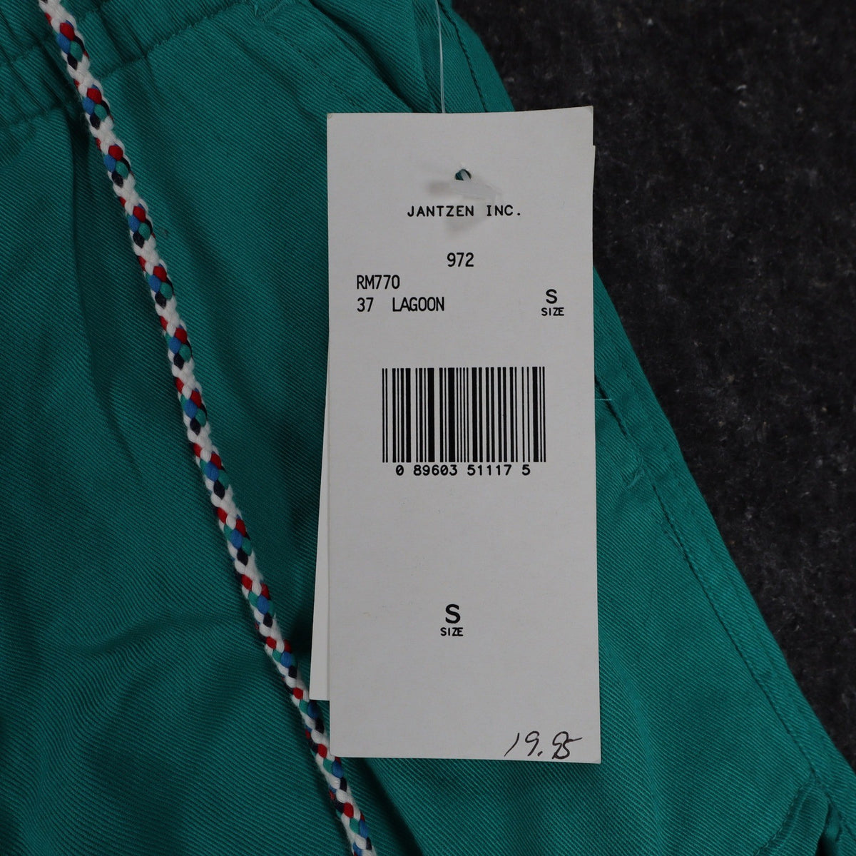 Jantzen Sport Shorts Mens S Vintage 90s Lagoon Green Cotton Braided Drawstring - take2supply