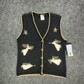 Southern Lady Vintage Angel Sweater Vest Womens M Black Metallic NWT Made in USA - take2supply