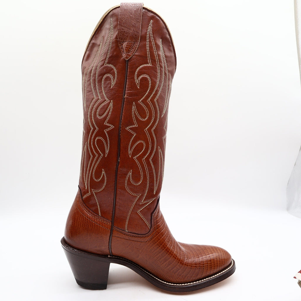 Laredo Vintage 90s Western Cowboy Boots Womens 6 B Brown Lizard Print NWT Box - take2supply