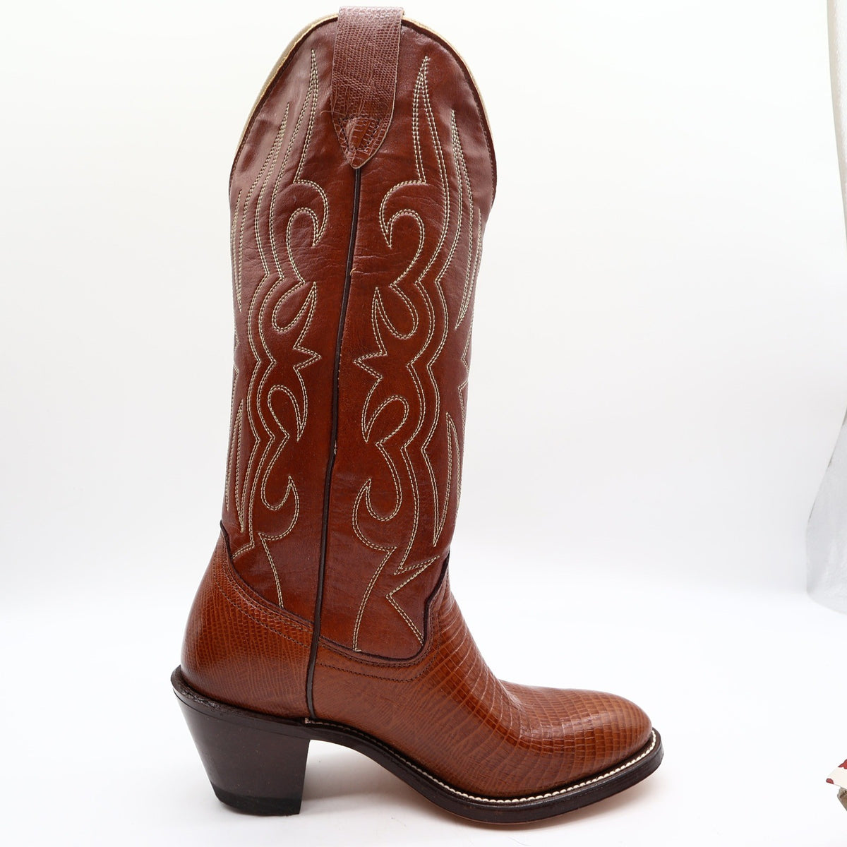 Laredo Vintage 90s Western Cowboy Boots Womens 6 B Brown Lizard Print NWT Box - take2supply