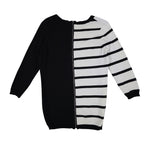 Lana Lee Sweater Womens M/L Black White Striped Colorblock Back Zip Knit Top - take2supply