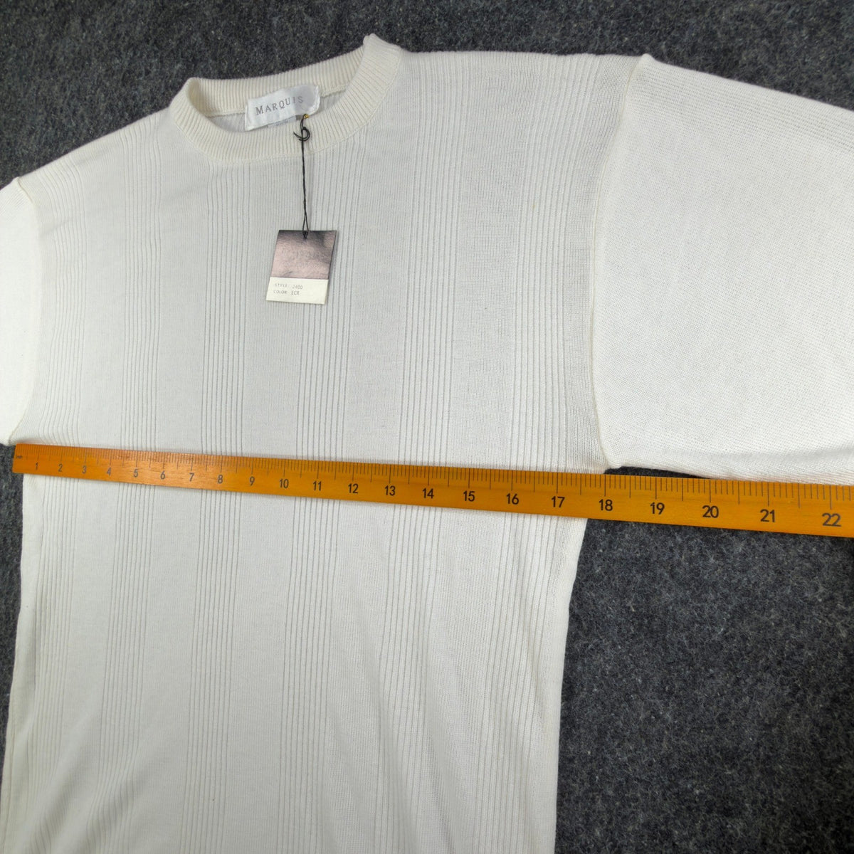 Marquis Vintage 90s Knit Top Mens Small Cream Cotton Acrylic NWT - take2supply