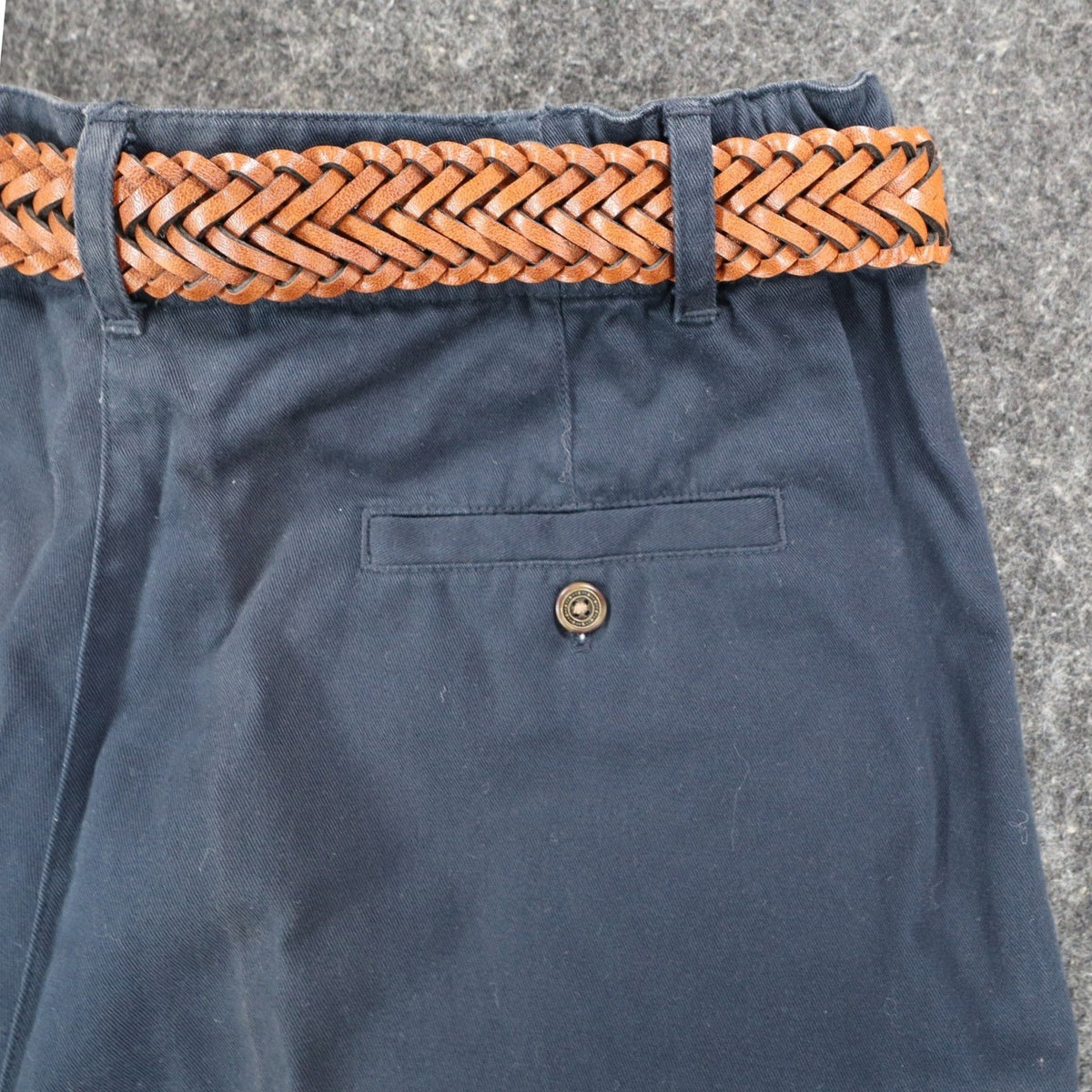 Rafaella Twill Shorts Womens 10 Vintage 90s Navy Blue Cotton Pleated Belted NWT - take2supply