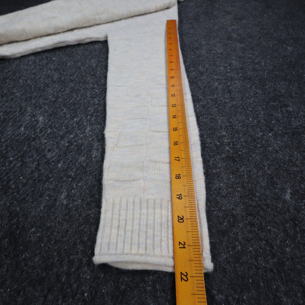 Hem & Thread Mock Neck Sweater Womens Small Cream Textured Checkerboard Knit NEW - take2supply