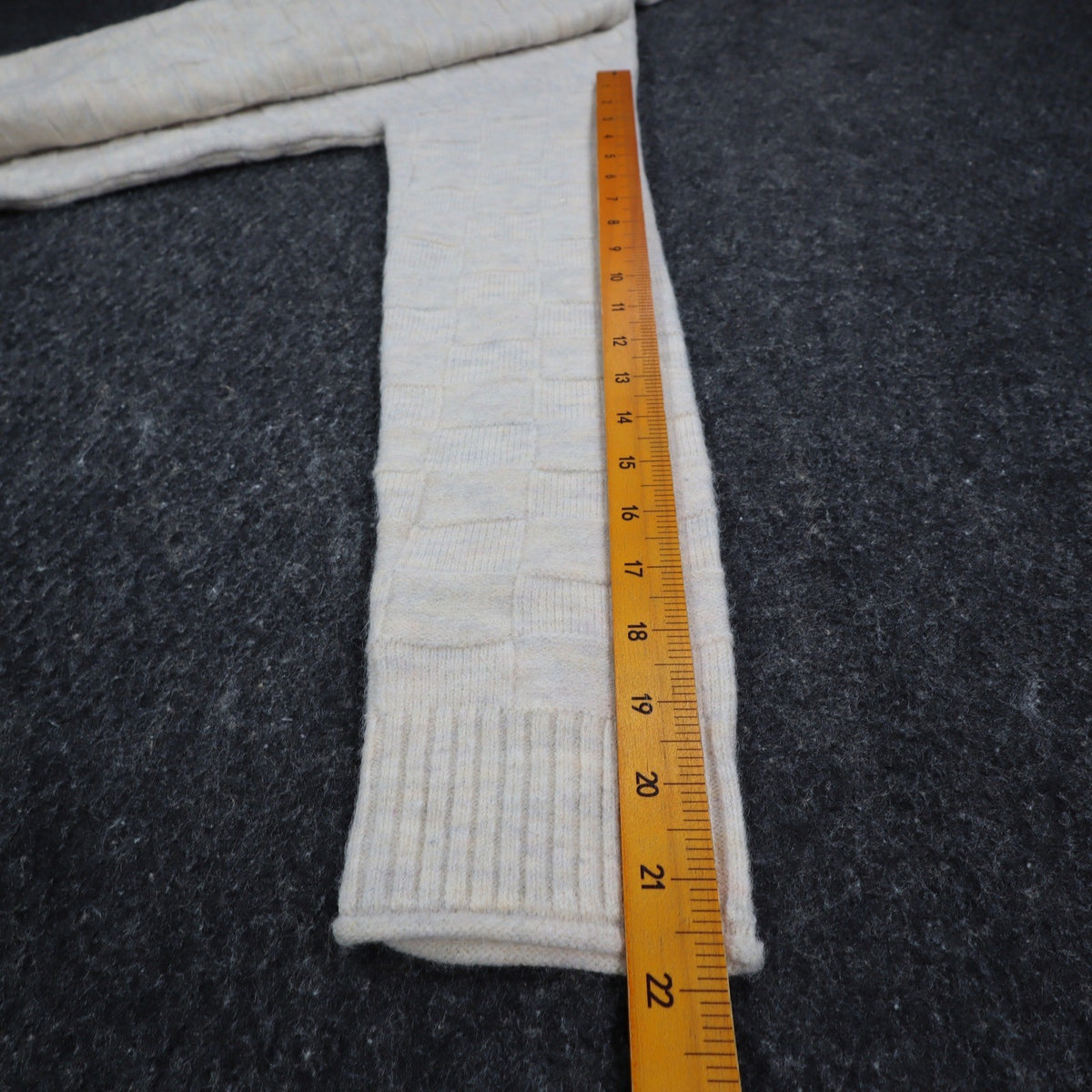 Hem & Thread Mock Neck Sweater Womens Small Cream Textured Checkerboard Knit NEW - take2supply