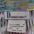 Donnkenny Blouse Womens 12 Vintage 90s Pastel Floral Sheer Stripe Button Up USA - take2supply
