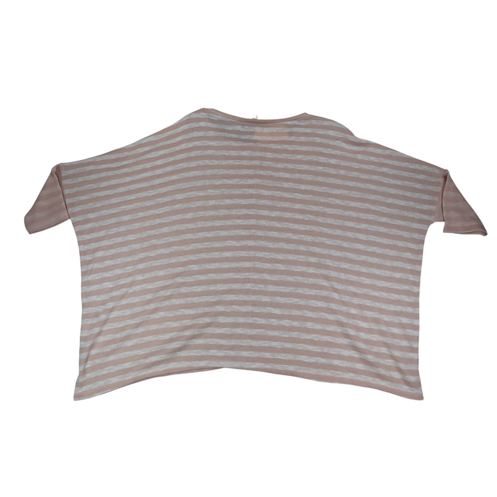 Hem & Thread Top Womens M/L Pink White Striped Oversized Knit Dolman Sleeve Tee - take2supply