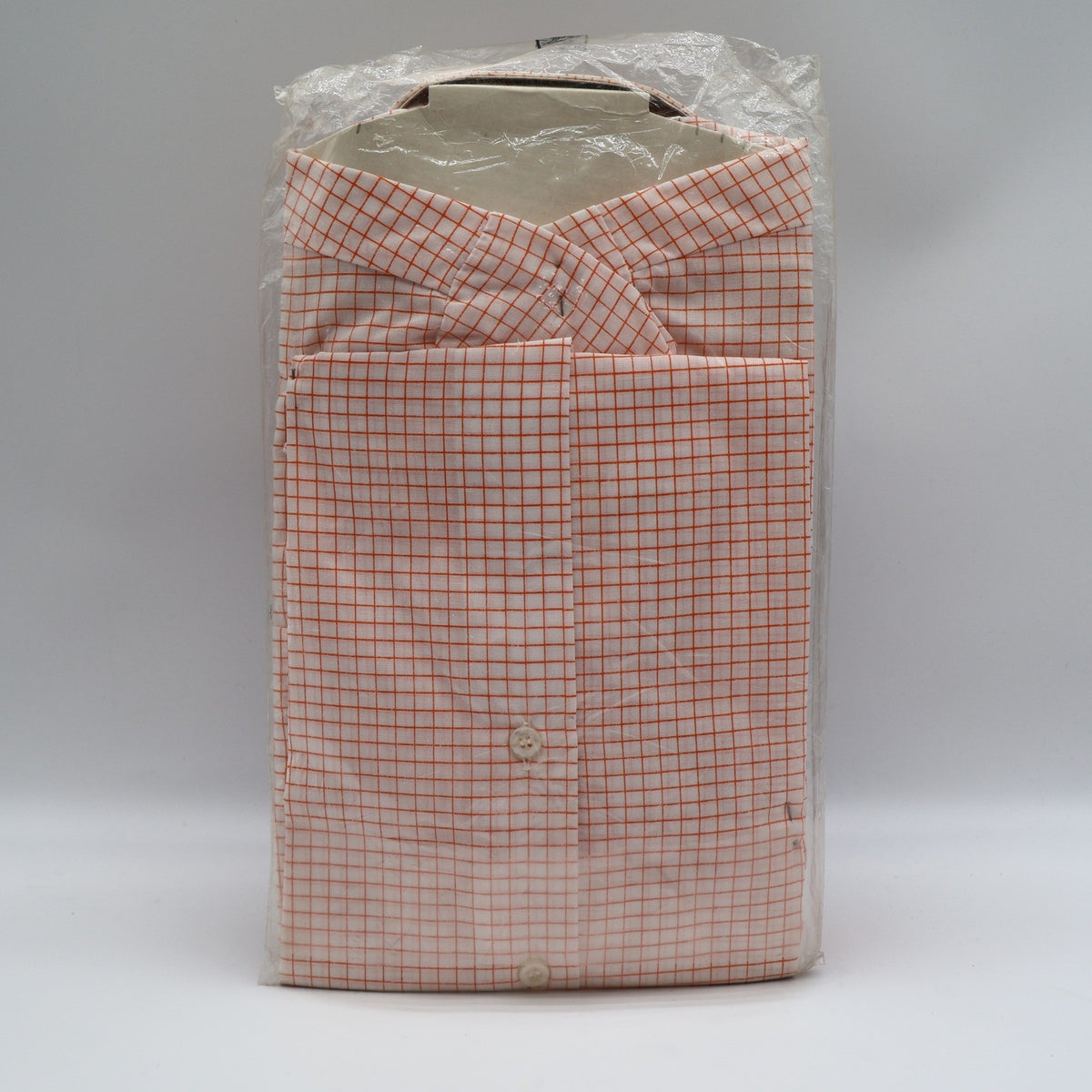 Van Dyke Grid Shirt Boys 10 Vintage Deadstock Orange White Permanent Press - take2supply