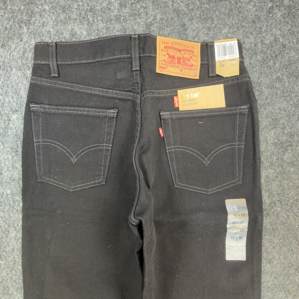 Levi's Vintage 90s 550 Relaxed Fit Jeans Mens 29x30 Black Denim NOS NWT - take2supply