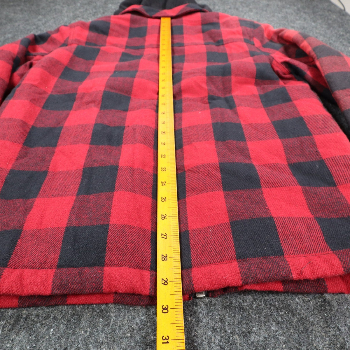 Dickies Rancher Jacket Mens Medium Red Black Buffalo Plaid Detachable Hood NWT - take2supply