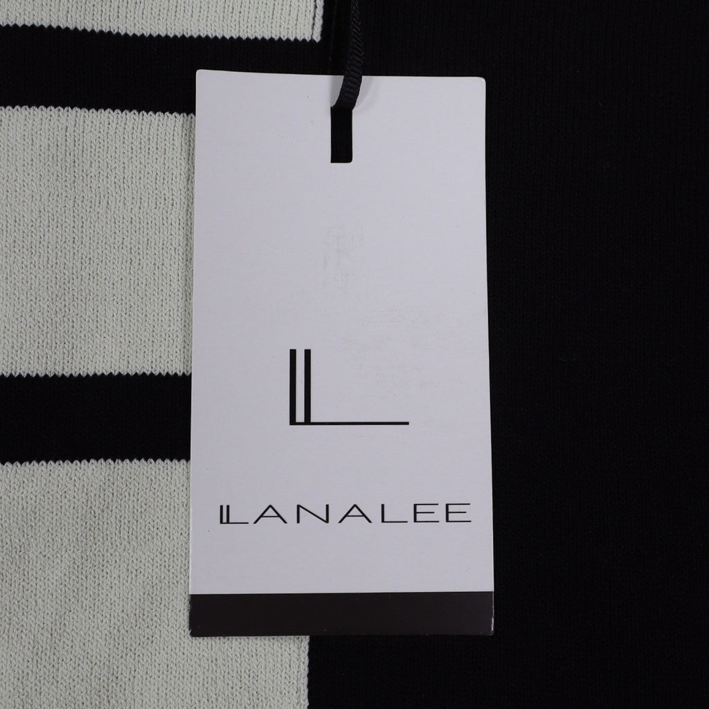 Lanalee Sweater Womens XL/1X Black White Striped Colorblock Back Zip Cotton Knit - take2supply