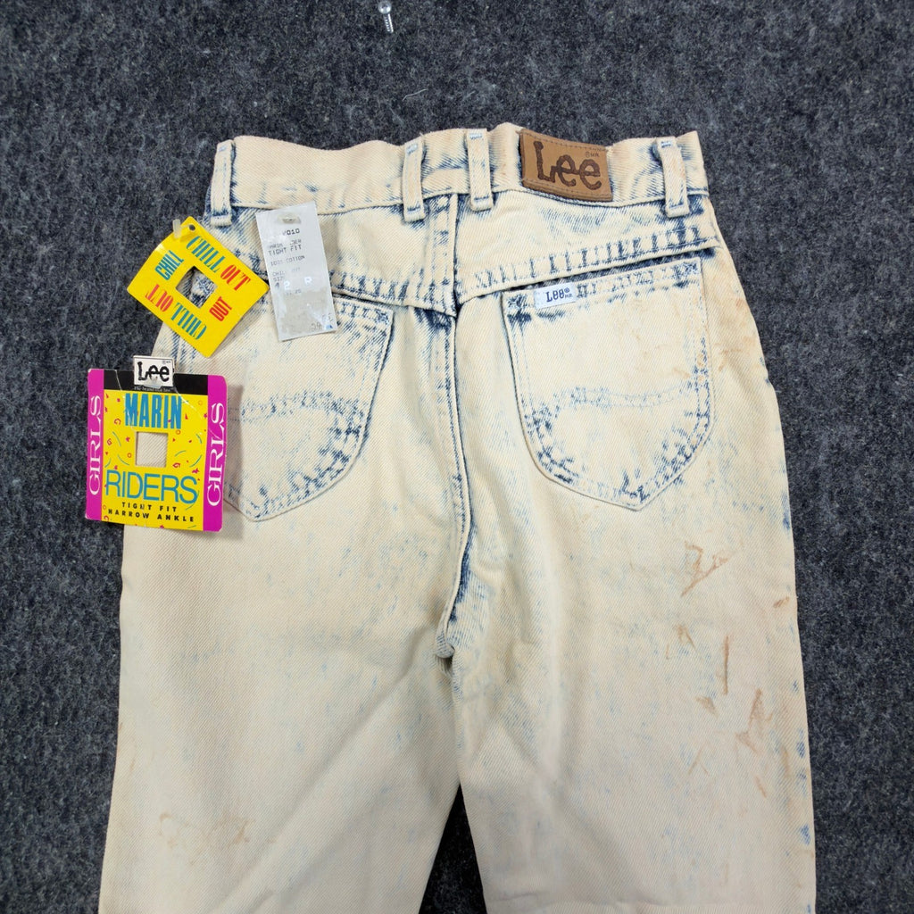 Lee 80s Vintage Marin Riders Jeans Girls 12 Acid Wash Yellow NWT C508 - take2supply