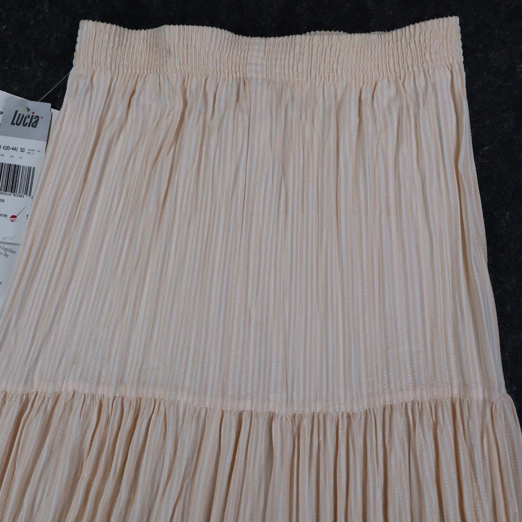 Lucia Broomstick Skirt Small Vintage 90s Peach Cream Tiered Crinkle Maxi USA NWT - take2supply