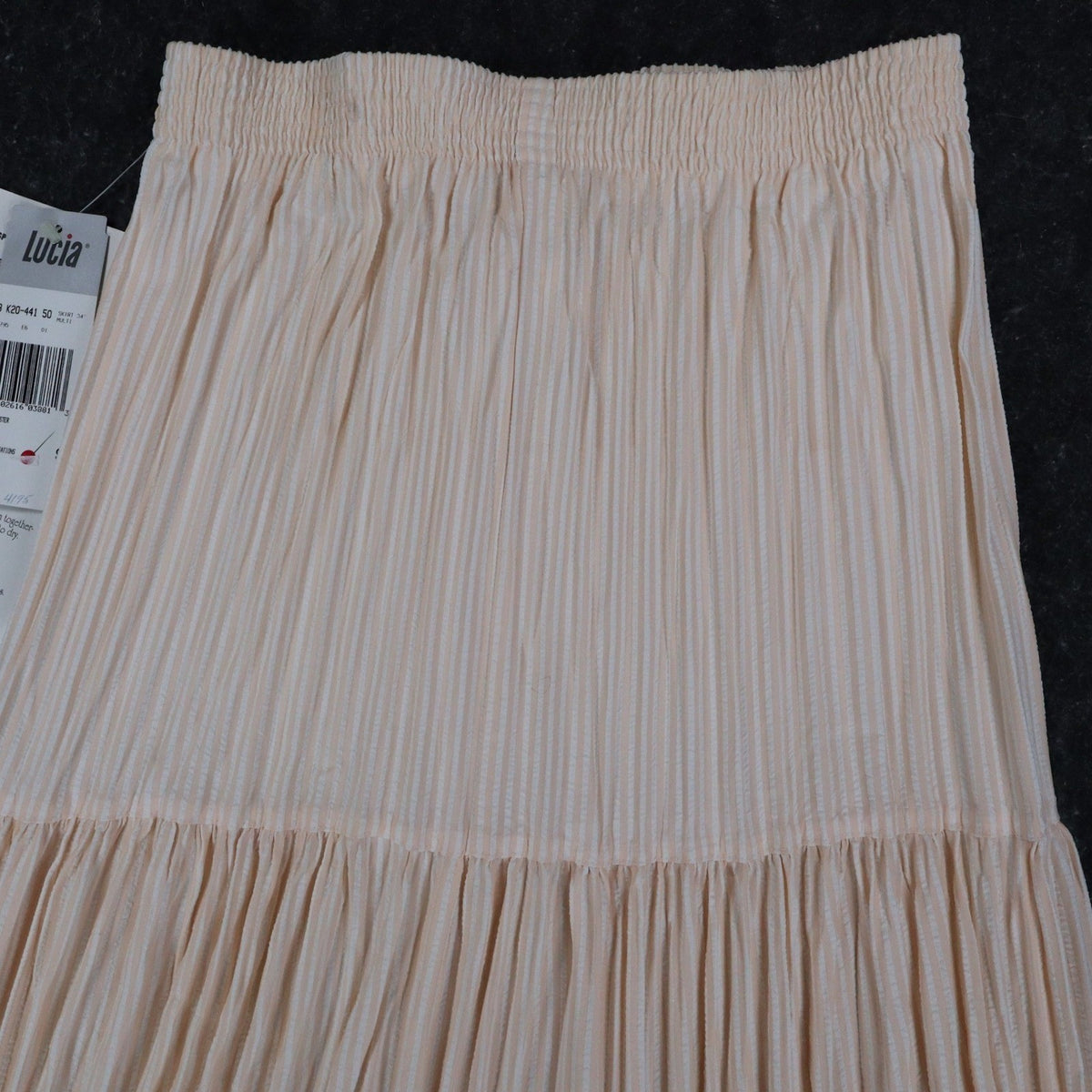 Lucia Broomstick Skirt Small Vintage 90s Peach Cream Tiered Crinkle Maxi USA NWT - take2supply