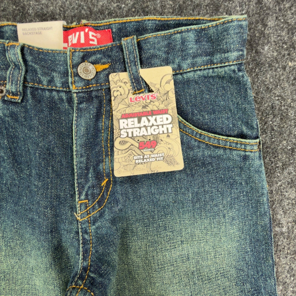 Levi's Y2K 549 Relaxed Straight Shorts Boys 7 Blue Denim NWT Adjustable Waist - take2supply